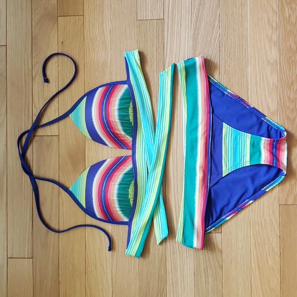 Aerie Colorful Striped Bikini Top and Bottoms